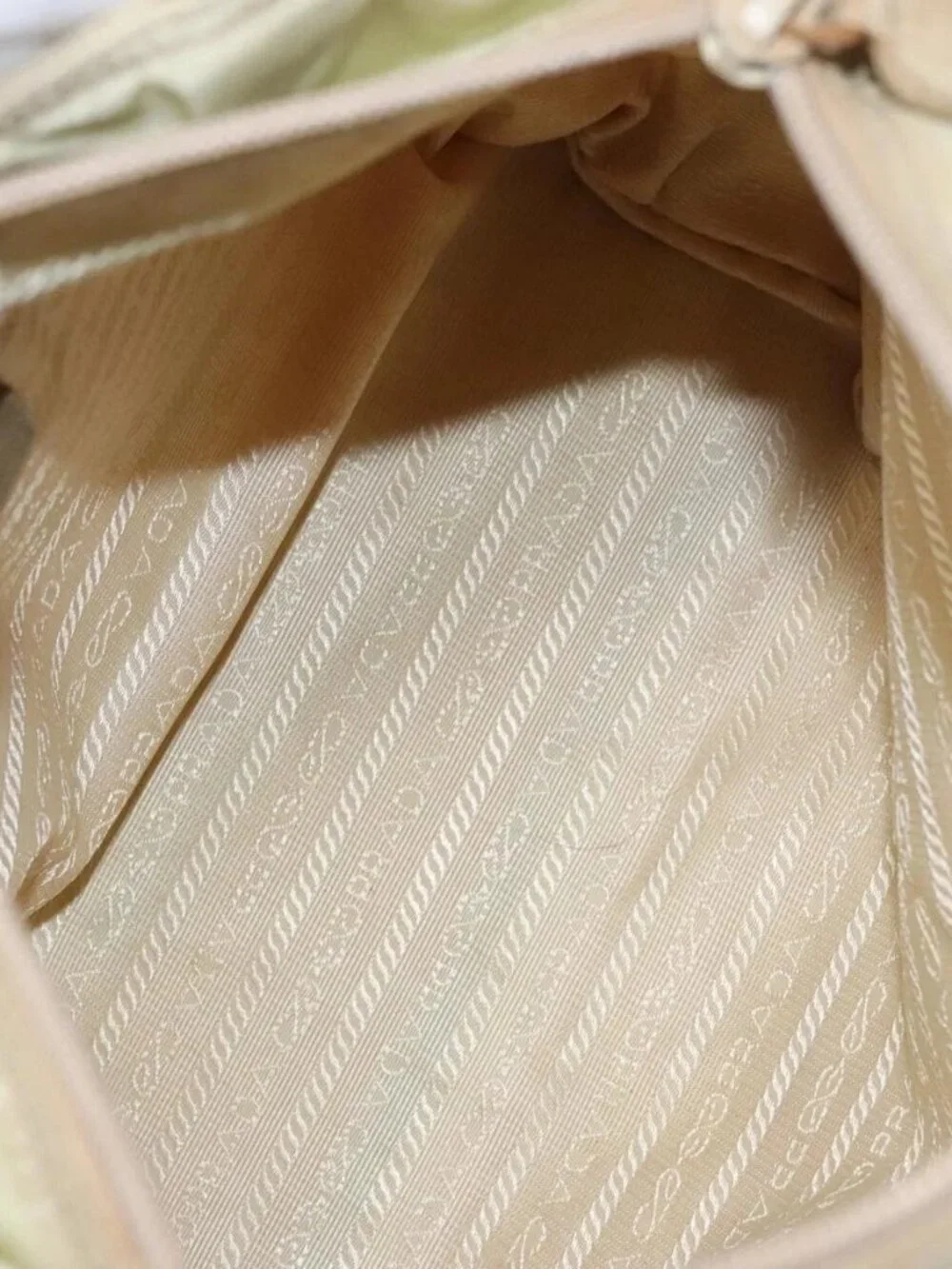 PRADA Hand Bag Nylon Beige Auth bs21346